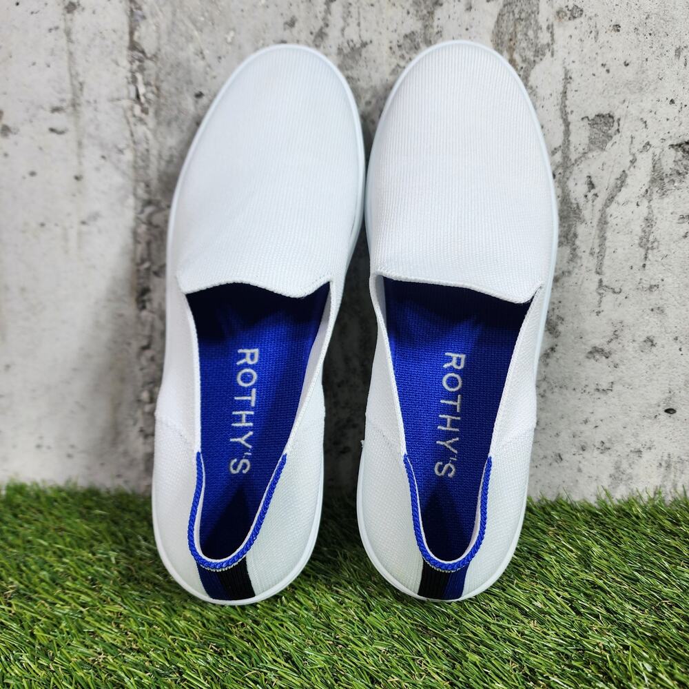 Rothy’s The Original Slip On Sneakers Women’s Size 9 White Blue - Picture 3 of 5